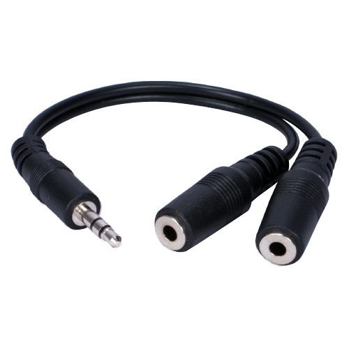 QVS 6inch 2.5mm Mini-Stereo Male to Two 3.5mm Female Speaker Splitter Cable CC399CY