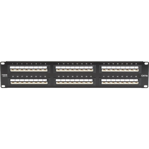 Black Box SpaceGAIN CAT5e 45° Angled-Port Patch Panel, 48 Down Ports JPM5E48-45ANG
