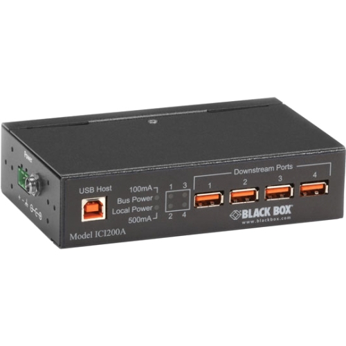 Black Box Industrial-Grade USB Hub, 4-Port ICI200A