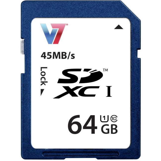 V7 64GB SDXC UHS-1 Memory Card VASDX64GUHS1R-2N