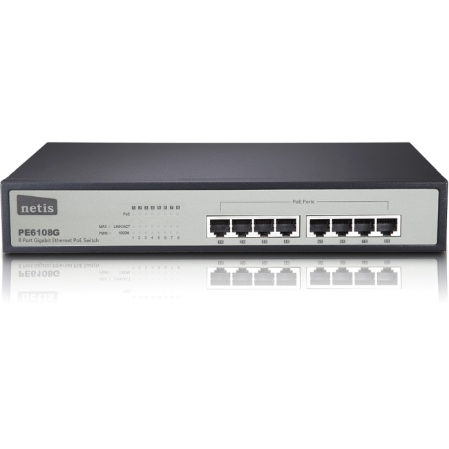 Netis 8 Port Gigabit Ethernet PoE Switch/8 Port PoE/802.3at PE6108G