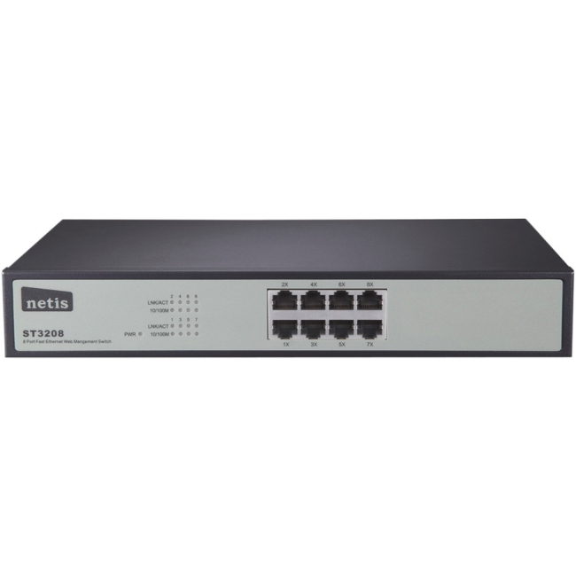 Netis 8 Port Fast Ethernet Web Management Switch ST3208