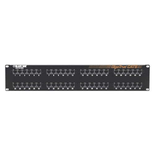 Black Box GigaTrue CAT6 Patch Panel, Universal Wiring, Component Level, 48-Port, 2U JPM612A-R7