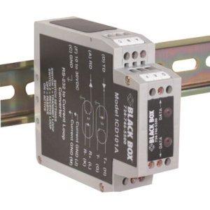 Black Box RS-232 to Current Loop DIN Rail Converter with Opto-Isolation ICD101A