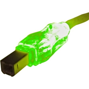 QVS USB 2.0 480Mbps Type A Male to B Male Translucent Cable with LEDs CC2209C-10GNL