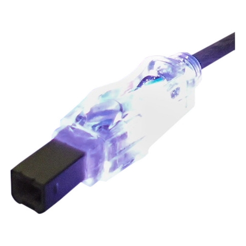 QVS USB 2.0 480Mbps Type A Male to B Male Translucent Cable with LEDs CC2209C-06PRL
