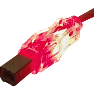 QVS USB 2.0 480Mbps Type A Male to B Male Translucent Cable with LEDs CC2209C-03RDL