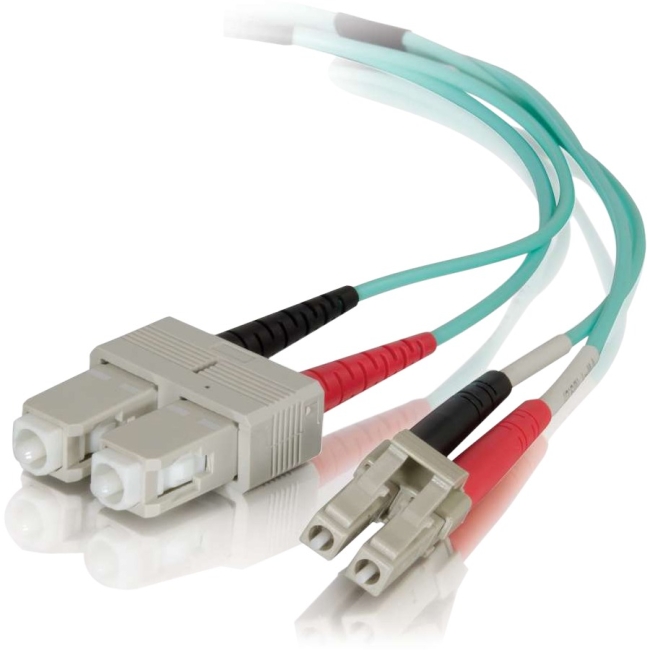 C2G 0.5m LC-SC 50/125 OM4 Duplex Multimode PVC Fiber Optic Cable - Aqua 01143