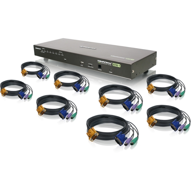 Iogear 8-Port USB PS/2 Combo VGA KVM Switch with PS/2 KVM Cables GCS1808KITPTAA