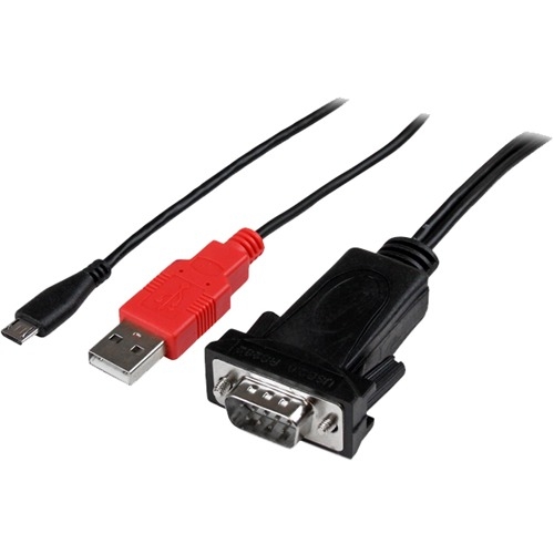StarTech.com Micro USB to RS232 DB9 Serial Adapter Cable for Android™ with USB Charging - M/M ICUSBANDR232