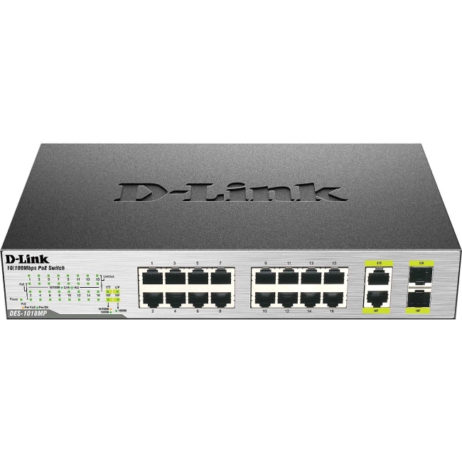 D-Link 18-Port Unmanaged Desktop PoE Switch DES-1018MP