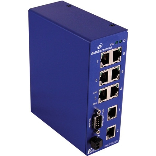 B+B Ethernet Managed Switch, 8-Port 10/100Base-TX, Wide Temperature ESW508-T