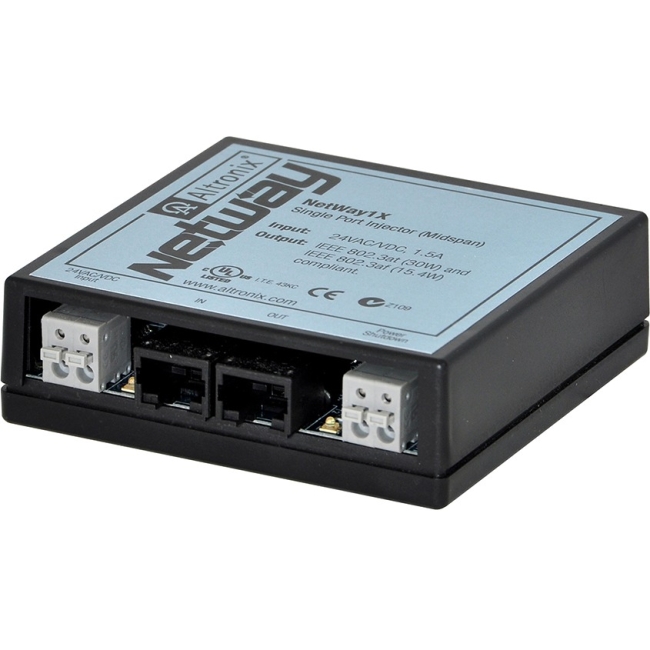 Altronix Single Port PoE/PoE+ Injector for Standard Network Infrastructure NETWAY1X