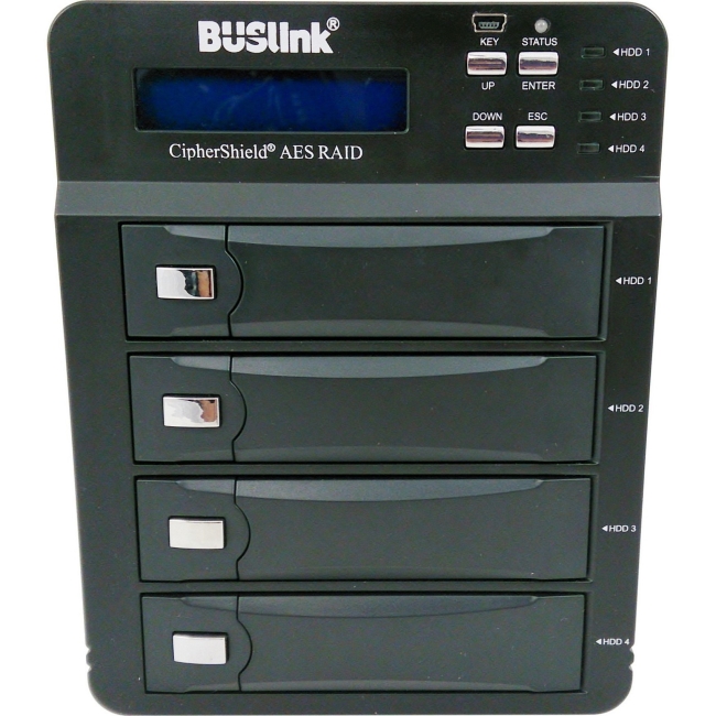 Buslink CipherShield FIPS 140-2 4-bay USB 3.0 eSATA AES 256-bit Encrypted External Drive CSE-20TB4-SU3