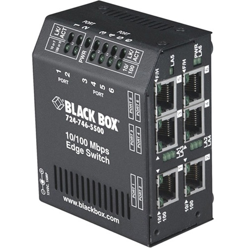 Black Box Standard Heavy-Duty Edge Switch, (6) 10/100 Copper Ports, 115-VAC LBH600A