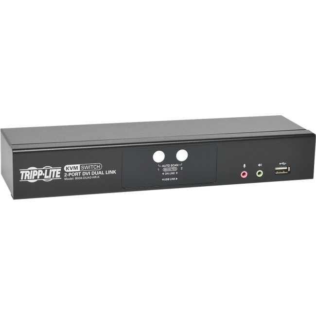 Tripp Lite 2-Port DVI Dual-Link / USB KVM Switch w/ Audio and Cables B004-DUA2-HR-K