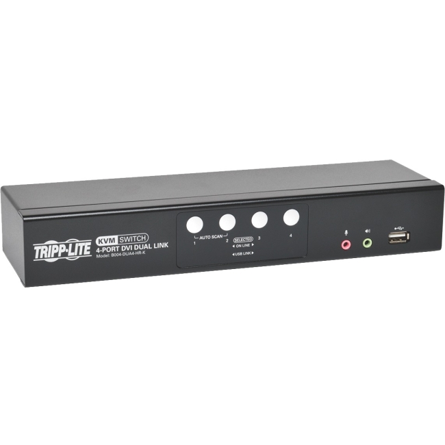 Tripp Lite 4-Port DVI Dual-Link / USB KVM Switch w/ Audio and Cables B004-DUA4-HR-K