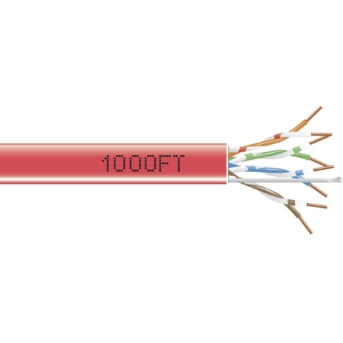 Black Box GigaBase Plus CAT5e 200-MHz Solid Bulk Cable, Plenum, Red, 1000-ft. (304.8-m) EYN848A-PBC-1000
