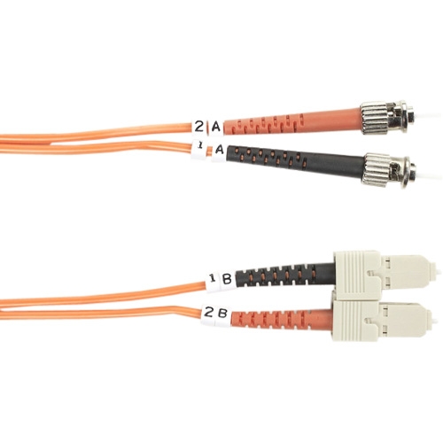 Black Box 50-Micron Multimode Fiber Optic Value Patch Cable, Duplex, Zipcord FO50-002M-STSC