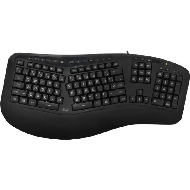 Adesso Tru-Form 150 - 3-Color Illuminated Ergonomic Keyboard AKB-150EB