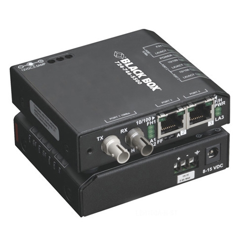Black Box Fast Ethernet Hardened Media Converter Switch LBH100A-H-SC-12