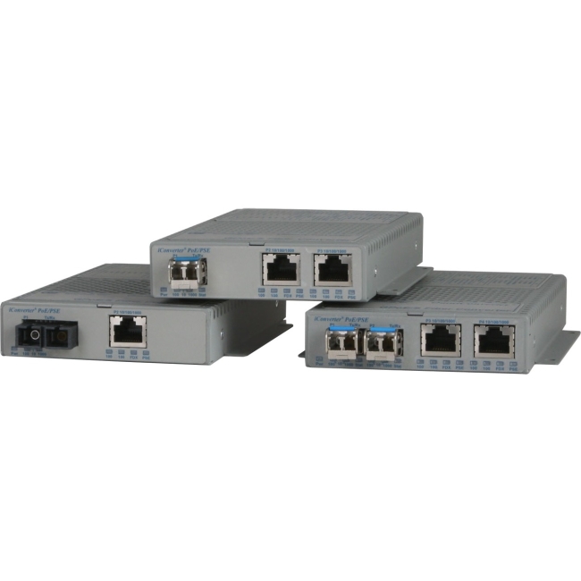 Omnitron Multi-port 10/100 Media Converter with Power over Ethernet (PoE/PoE+) 9342-0-11W 9342-0-x