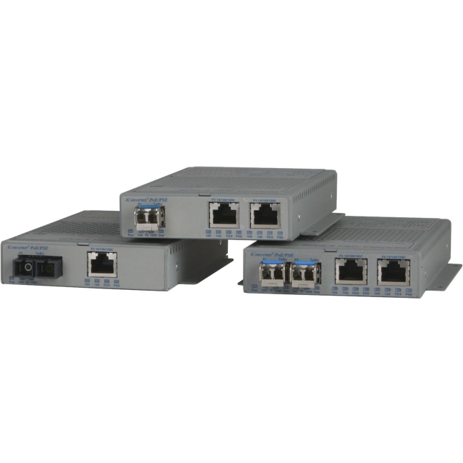 Omnitron Multi-port 10/100 Media Converter with Power over Ethernet (PoE/PoE+) 9340-0-21W 9340-0-x