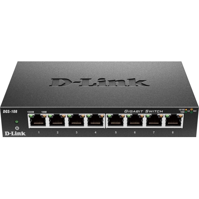 D-Link Unmanaged 8-Port 10/100/1000Mbps Switch DGS-108