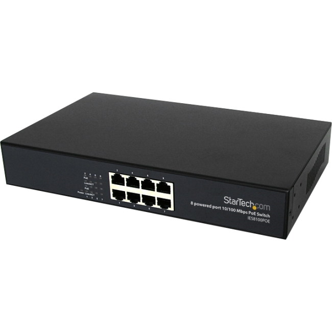 StarTech.com 8 Port Industrial PoE Switch IES8100POE