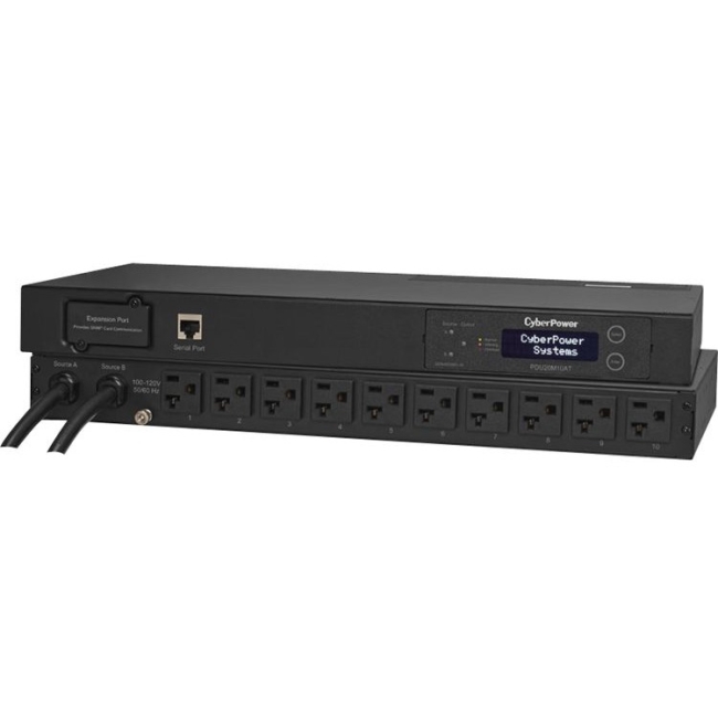 CyberPower Metered ATS PDU 120V 20A 1U 10-Outlets (2) 5-20P PDU20M10AT