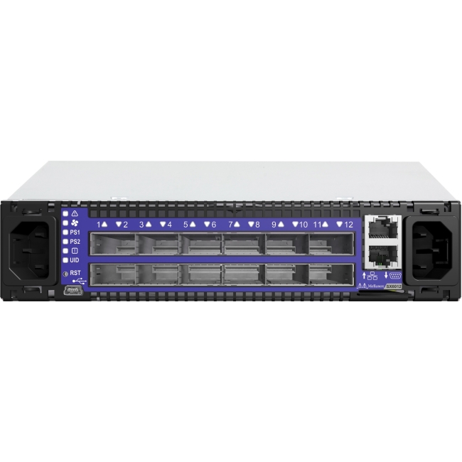 Mellanox 12-port Non-blocking Managed 56Gb/s InfiniBand/VPI SDN Switch System MSX6012T-2BFS SX6012