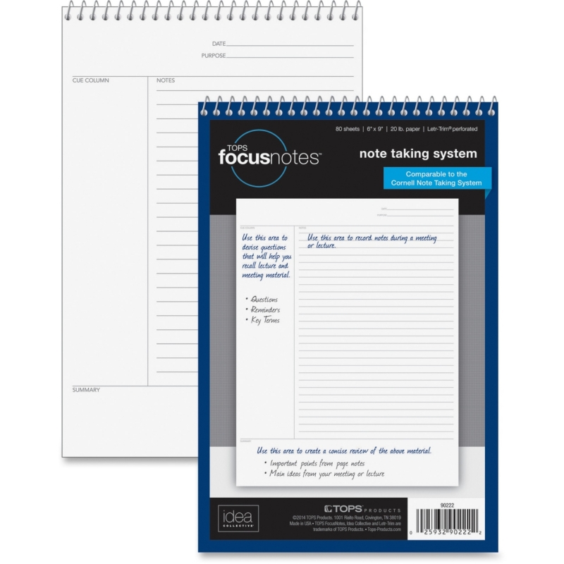 TOPS FocusNotes Steno Book, 6" x 9", White, 80 SH 90222 TOP90222