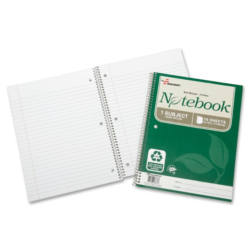 SKILCRAFT Single-subject Wide Rule Spiral Notebook 7530016002021 NSN6002021