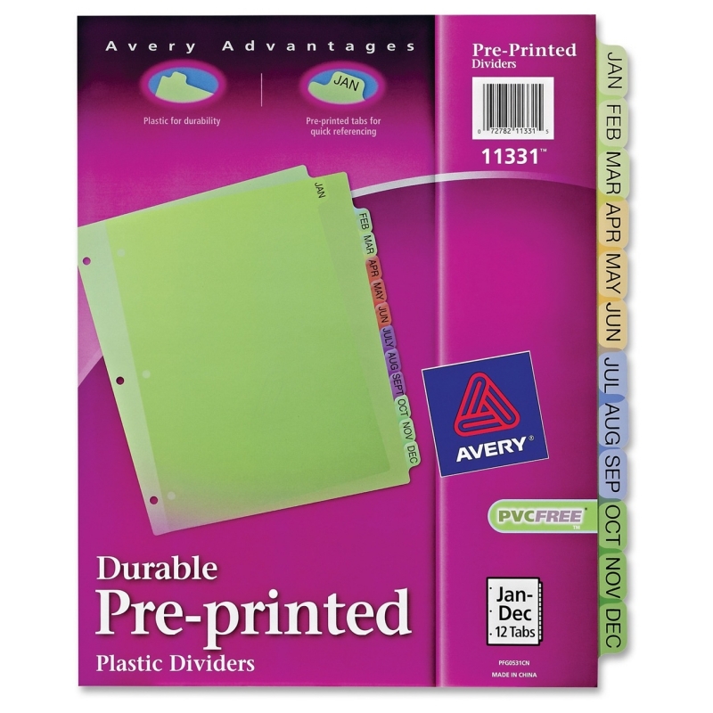 Avery Preprinted Monthly Plastic Divider 11331 AVE11331