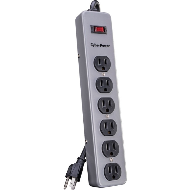 CyberPower Essential Surge 6 Outlets Surge with 900J, 6FT Cord and Metal Case CSB606M