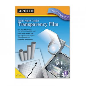 Apollo Plain Paper B/W Laser Transparency Film w/Handling Strip, Letter, Clear, 100/Box APOPP201C VPP201CE