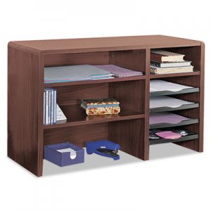 Safco Desktop Organizer, Nine Sections, 29 x 12 x 18, Mahogany SAF3692MH 3692MH