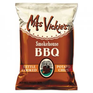 Miss Vickie's Kettle Cooked Smokehouse BBQ Potato Chips, 1.375 oz Bag, 64/Carton LAY44451 44451
