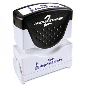ACCUSTAMP2 Pre-Inked Shutter Stamp with Microban, Blue, FOR DEPOSIT ONLY, 1 5/8 x 1/2 COS035601 035601