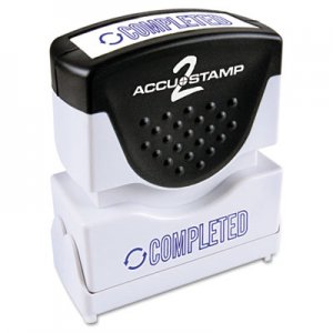 ACCUSTAMP2 Pre-Inked Shutter Stamp with Microban, Blue, COMPLETED, 1 5/8 x 1/2 COS035582 035582