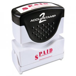 ACCUSTAMP2 Pre-Inked Shutter Stamp with Microban, Red, PAID, 1 5/8 x 1/2 COS035578 035578