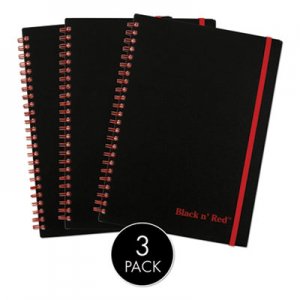 Black n' Red Twinwire Semi Rigid Notebook Plus Pack, Legal, 8 1/4 x 5 7/8, 70 Sheets, 3