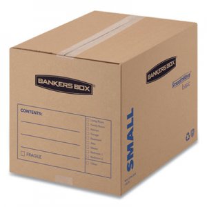 Bankers Box SmoothMove Basic Small Moving Boxes, 16l x 12w x 12h, Kraft/Blue, 25/Bundle FEL7713801 7713801