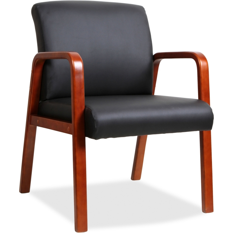 Lorell Black Leather Wood Frame Guest Chair 40200 LLR40200