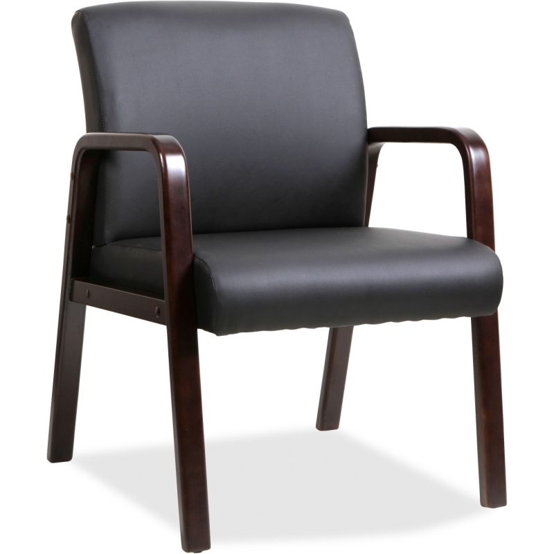 Lorell Black Leather Wood Frame Guest Chair 40201 LLR40201