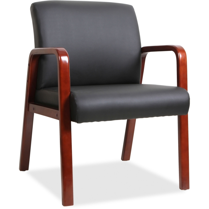 Lorell Black Leather Wood Frame Guest Chair 40202 LLR40202