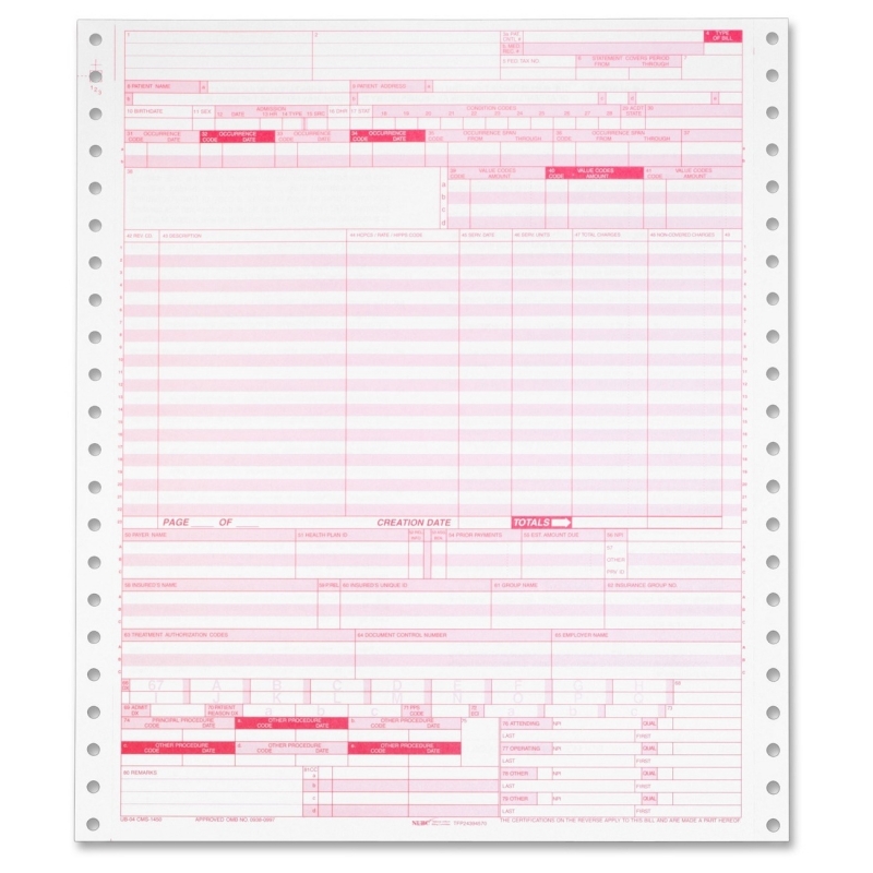 TOPS UB-04 Hospital Claim Form 59770R TOP59770R UB-04