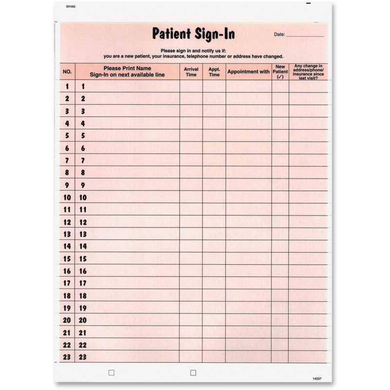 Tabbies Patient Sign-In Label Forms 14530 TAB14530
