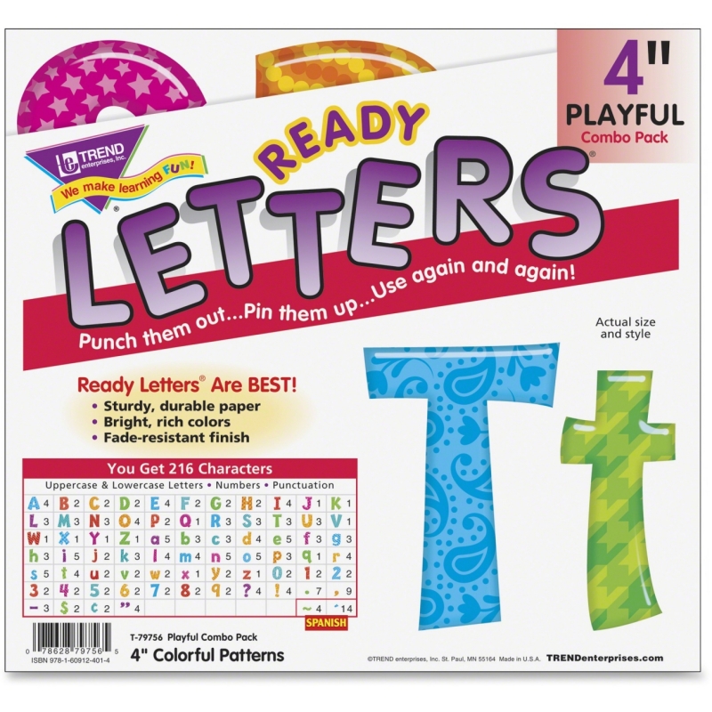 Trend Colorful Patterns 4-inch Ready Letters 79756 TEP79756