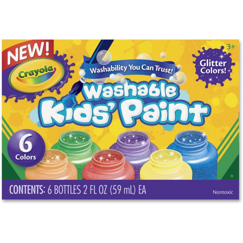 Crayola 6-color Glitter Washable Kids Paint 542400 CYO542400